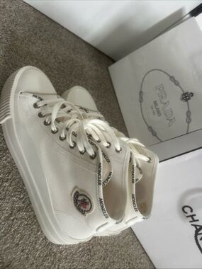 Moncler Cream High-Top Platform Sneakers